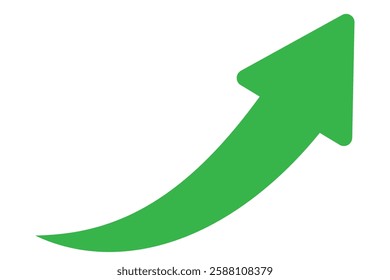 Green curved graph with arrow icon. Arrow illustration pointing up. Counterclockwise direction pointer. single arrow, sign left down isolated on white background. Vector illustration