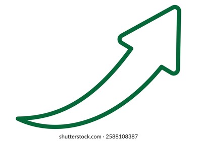 Green curved graph with arrow icon. Arrow illustration pointing up. Counterclockwise direction pointer. single arrow, sign left down isolated on white background. Vector illustration