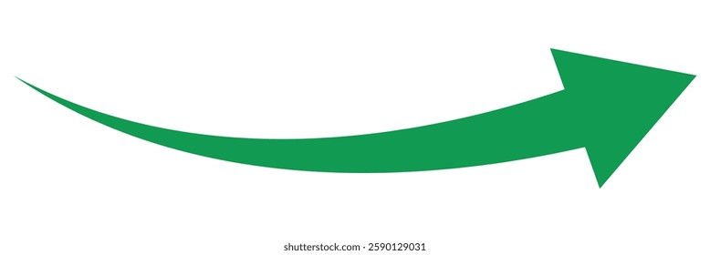 Green curved graph with arrow icon. Arrow illustration pointing up. Counterclockwise direction pointer. single arrow, sign left down isolated on white background. Vector illustration
