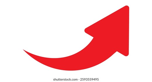 Green curved graph with arrow icon. Arrow illustration pointing up. Counterclockwise direction pointer. single arrow, sign left down isolated on white background. Vector illustration.