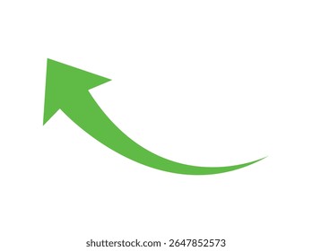 Green Curved Graph with Arrow Icon. Arrow Illustration Painting Sub. Direction Pointer in Countersiloquies. Single Arrow. Trend Graphic Dark Green, red, black, blue color full vibrant blue upward curv