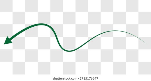 Gráfico curvo verde con icono de flecha. Ilustración de flecha apuntando hacia arriba. Puntero de dirección en sentido contrario a las agujas del reloj. flecha única, signo derecho aislado sobre fondo blanco. Ilustración vectorial. estilo plano.
