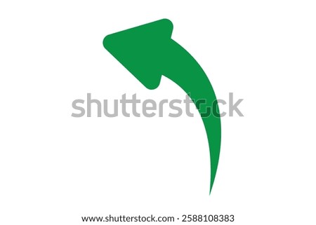 Green curved graph with arrow icon. Arrow illustration pointing up. Counterclockwise direction pointer. single arrow, sign left down isolated on white background. Vector illustration