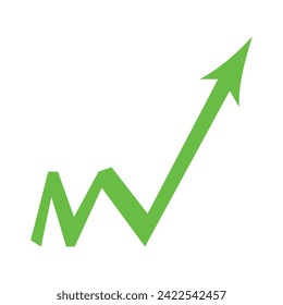 green curved graph with arrow moving up direction file type. Vector illustration. Eps file 149.