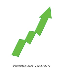 green curved graph with arrow moving up direction file type. Vector illustration. Eps file 138.