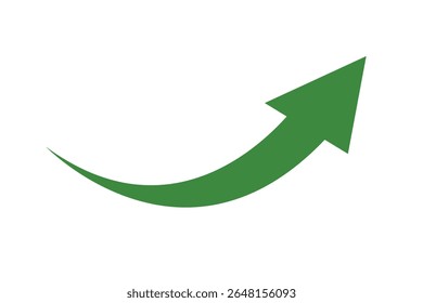 green curved graph with arrow vector