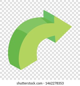 Green curved right arrow icon. Cartoon illustration of green curved right arrow vector icon for web