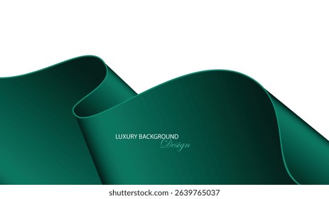 Green curved shape with gold line vector design. Luxury green background. Green abstract background. Luxury style. Suit for banner, business card, invitation, presentation, product template, etc.