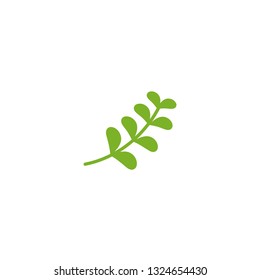 Green curved sprout with silhouette leaf. Icon Isolated on white. Logo for eco company, agriculture, nature firm, ecology, healthy organic and farm fresh food. Vector Illustration