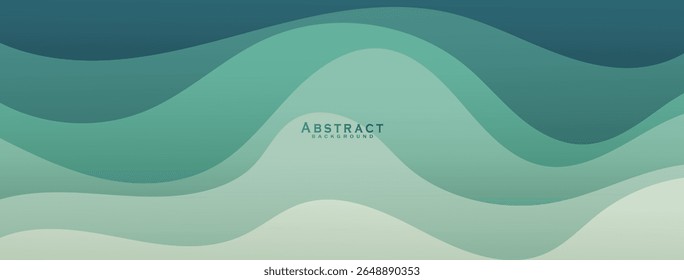 Las curvas verdes y las olas del océano van desde diseños de fondo de Vector suave a oscuro con estilo plano.