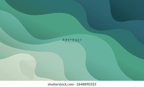 Las curvas verdes y las olas del océano van desde diseños de fondo de Vector suave a oscuro con estilo plano.