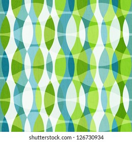 Green Curves Seamless Pattern With Grunge Effect