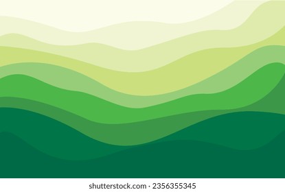 Green curves and the waves of the sea vector background flat design style - stock illustration