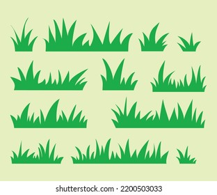 green curvy grass natural texture silhouette set icon vector illustration EPS10