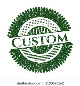 Green Custom distress rubber stamp with grunge texture