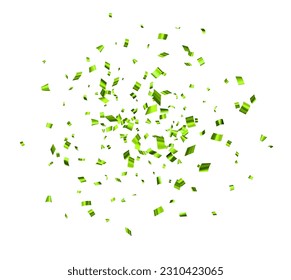 Green cut out foil ribbon confetti background. Design element for web, cards, flyers, invitations. Vector illustration.