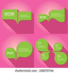 green cut paper speech bubbles on pink. speech bubbles set. vector illustration.