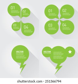 green cut paper speech bubbles on white. speech bubbles set. vector illustration