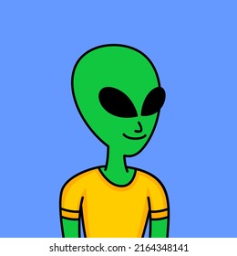 Green cute alien illustration vector