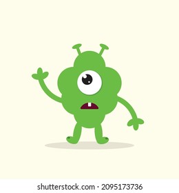 green cute baby  monster bubble  illustrator