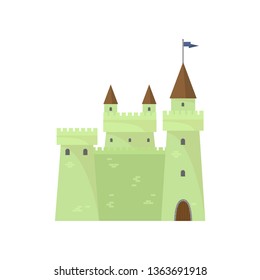 Green cute brick castle of knights tower king