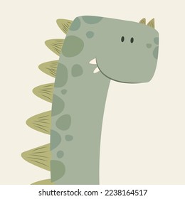 Green cute dinosaur illustration for kids
