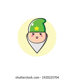Green cute dwarf head illustration design