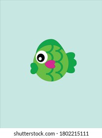 Green cute fish Illustration design