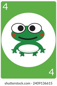 Green cute frog icon, Coloring Page Illustration , card game with color, Flat Design Illustration