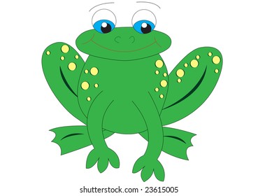 green cute frog isolated on white background - vector version