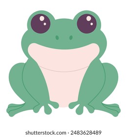 Green cute frog, vector illustration