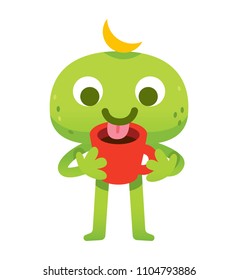 green cute monsters drink coffee
vector file.