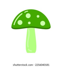 Green cute mushroom cartoon drawing doodle icon on white background flat vector design