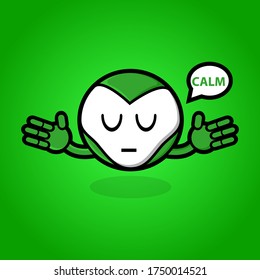 green and cute robot cartoon character emoticon. wise doodle of simple monster icon.