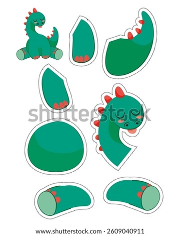 green cute sleeping dinosaur craft activity paper cut paste printable learning sheet kids activity for preschoolers kids