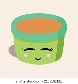 Green cute smile pot character from clay ceramics, for home decoration to make it more beautiful