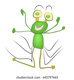 Green cute smiling frog