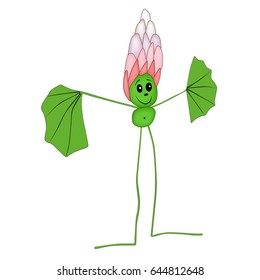 Green cute smiling monster