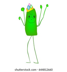 Green cute smiling monster
