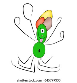 Green cute smiling monster