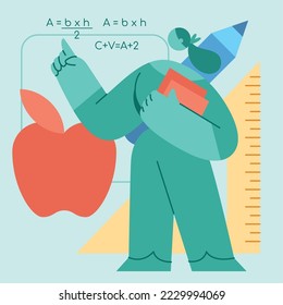 Green cute teacher character flat design Profession Vector illustration