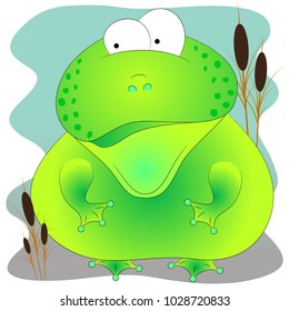 green cute toad cartoon vector illustration. cute frog cartoon vector illustration.