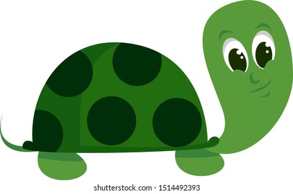 Tortuga verde linda, ilustración, vector sobre fondo blanco.