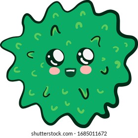 Green cute virus, illustration, vector on white background