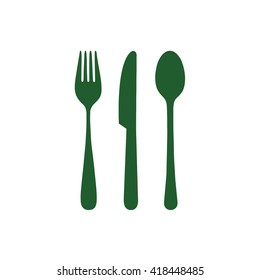 Green cutlery set icon vector illustration