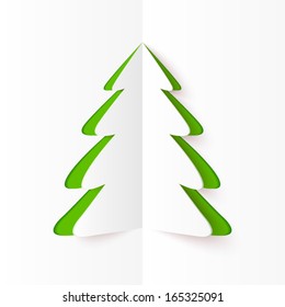 Green Cutout Paper Vector Christmas Tree