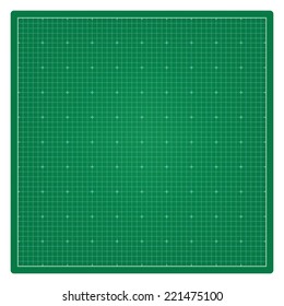 Green cutting mat background with grids wireframe pattern.