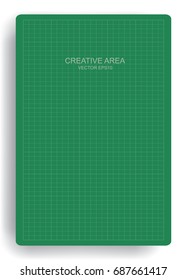 Green cutting mat background with grids wireframe pattern. Vector illustration.