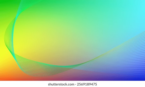 Green cyan blended lines with colorful gradient mesh abstract background nice for wallpaper or banner