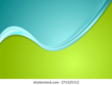 Green and cyan contrast gradient color wavy design. Vector background